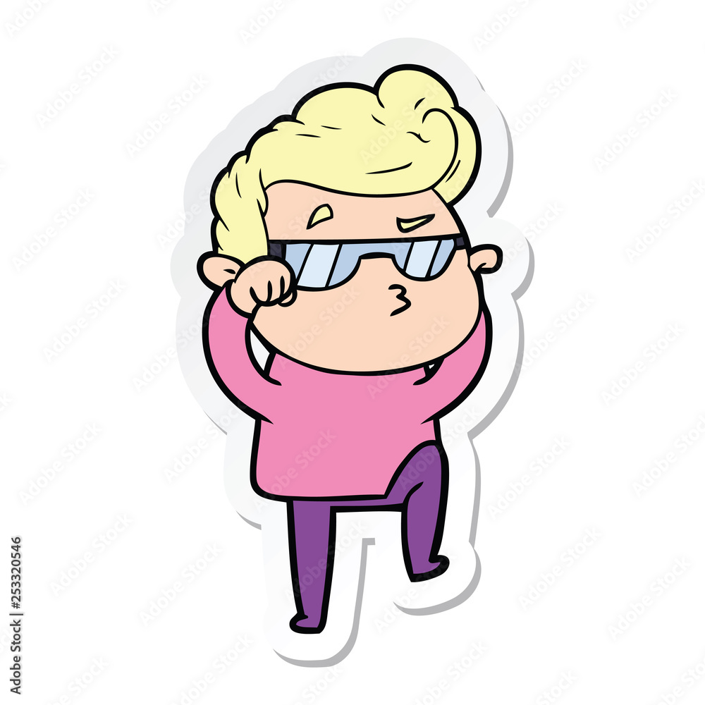 sticker of a cartoon cool guy