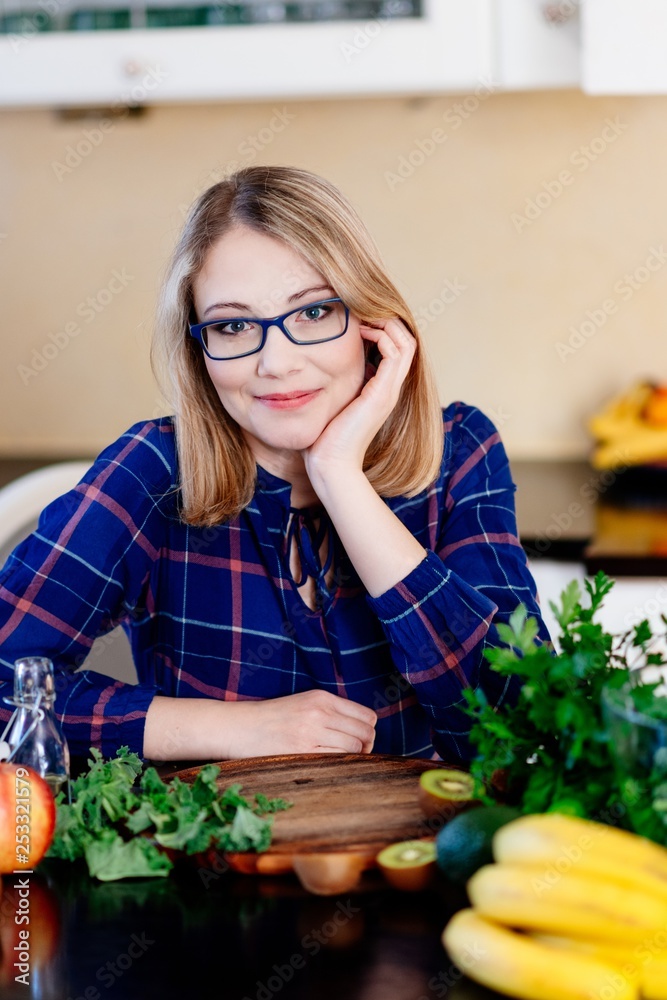 Woman culinary blogger in the kitchen Woman culinary blogger in the kitchen
