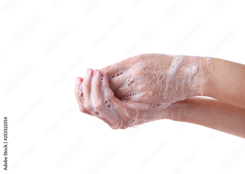 Washing hands isolated on a white background Washing hands isolated on a white background