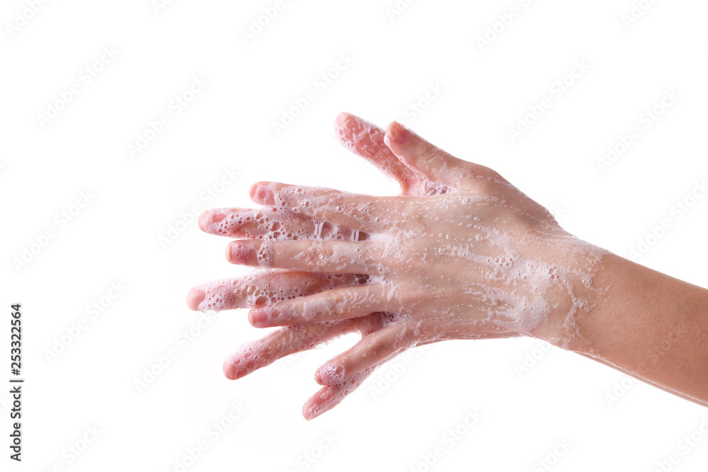 Washing hands isolated on a white background Washing hands isolated on a white background