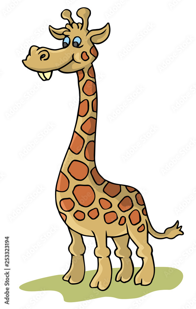 Fototapeta kolorowanki dla dzieci ze śmiesznymi zwierzętami, żyrafa