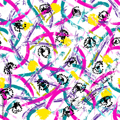 seamless abstract background pattern  with paint strokes and splashes