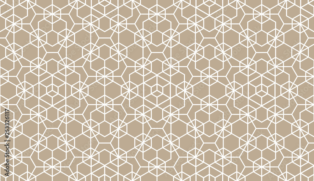 The geometric pattern with lines. Seamless vector background. White and beige texture. Graphic modern pattern. Simple lattice graphic design