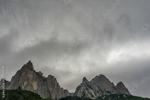 The dolomites viewed at Kastelruth, Castelrotto in Italy