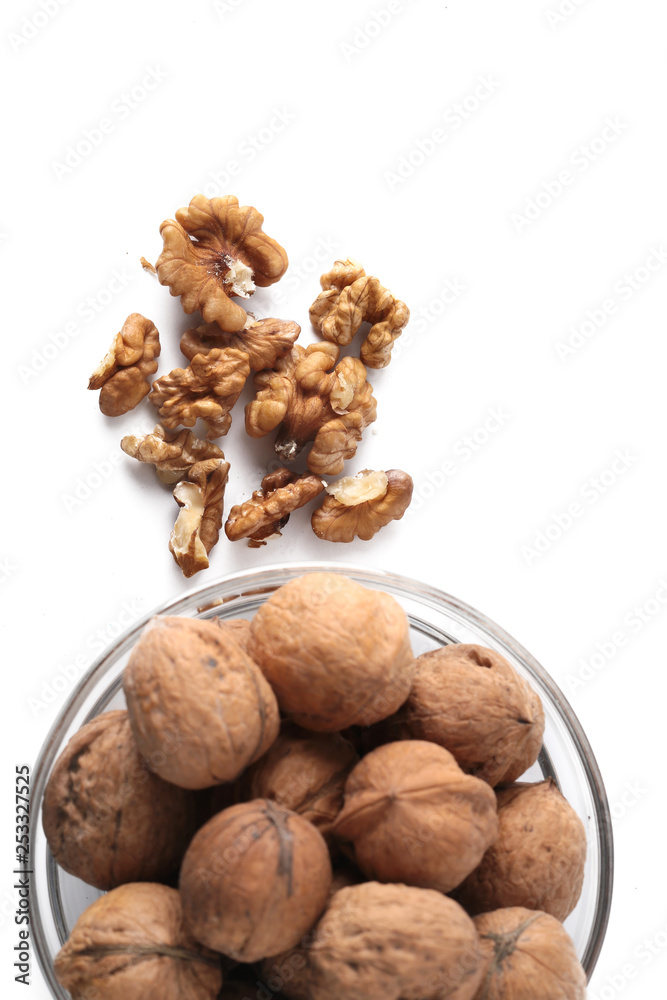 Walnuts isolated on white background. Walnuts isolated on white background.