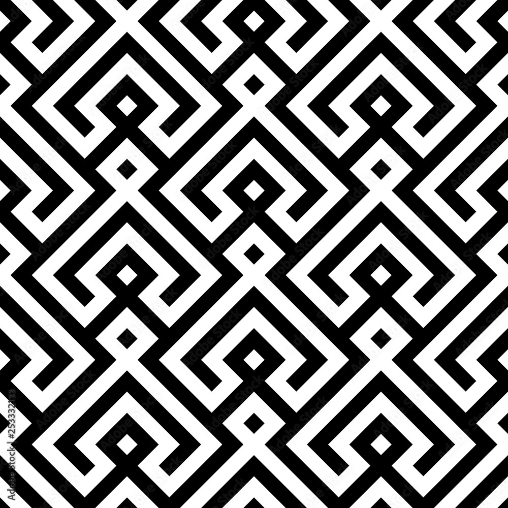 Seamless geometric monochrome pattern. Vector abstract background. Modern texture.