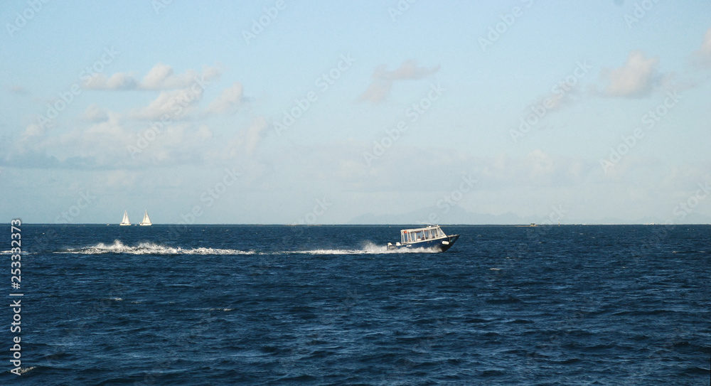 Sailing boat in Pacific Ocean