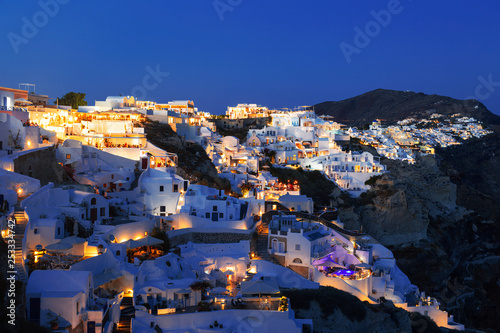 View of the city of Oia in the evening. Santorini Island in Greece © vesta48