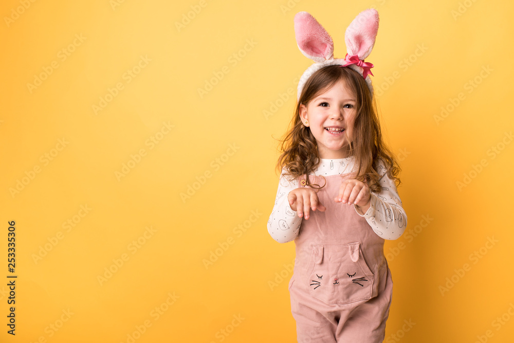 little girl with bunny ears 