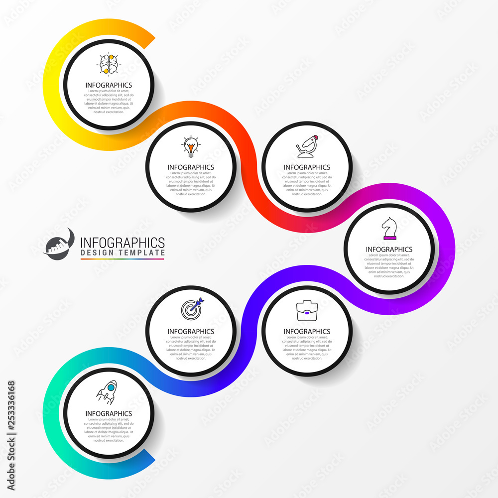 Infographic design template. Timeline concept with 7 steps Infographic design template. Timeline concept with 7 steps