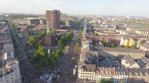Wallpaper Mural Aerial shot of a partying dancing crowd in Sankt Hans Torv in front of a stage at Music Festival Distortion Copenhagen Torontodigital.ca
