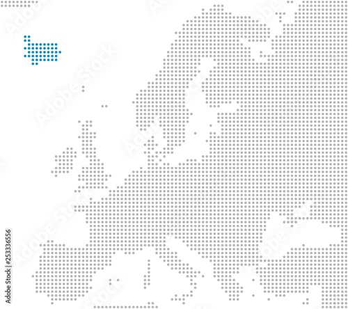 Island Markierung auf Europakarte
