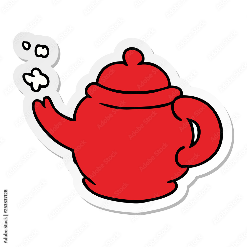 sticker cartoon doodle of a blue tea pot sticker cartoon doodle of a blue tea pot