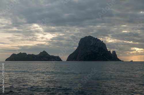 A beautiful sunset on the island of Es Vedra, Ibiza