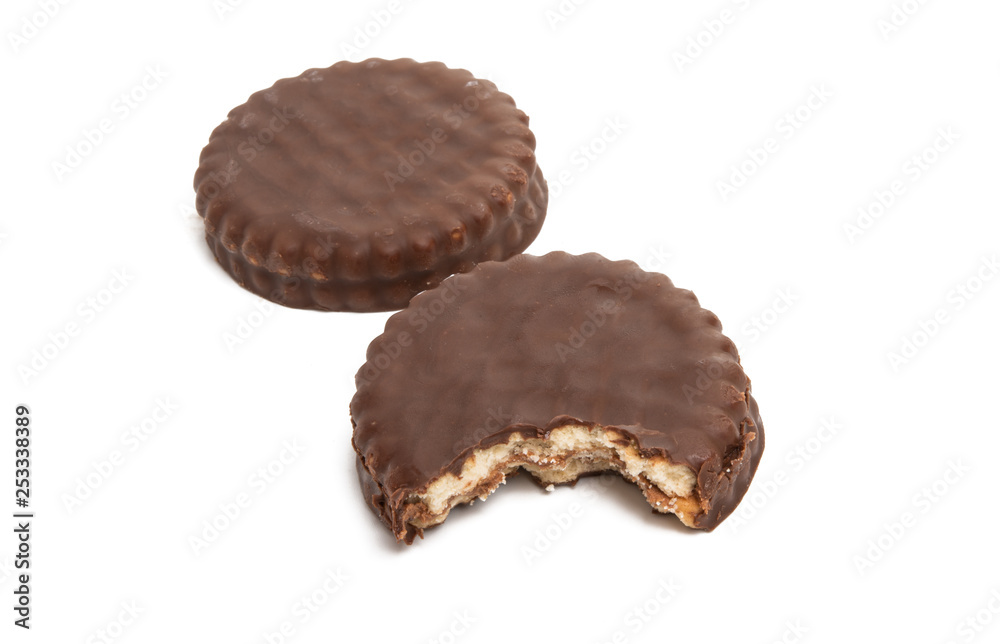 cookies with chocolate isolated on white background cookies with chocolate isolated on white background