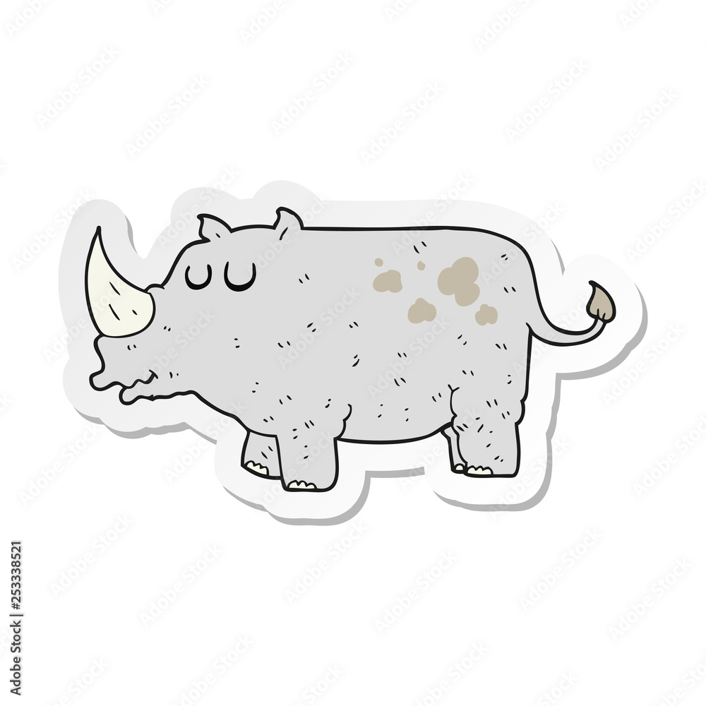 sticker of a cartoon rhino sticker of a cartoon rhino