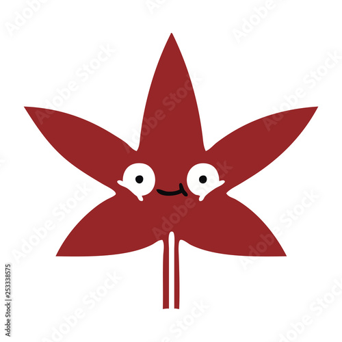 flat color retro cartoon autumnal leaf