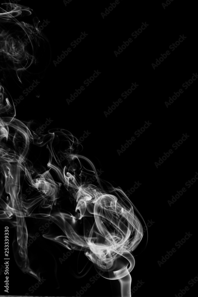 abstract Smoking white. Explosive powder white Smoke on black background.