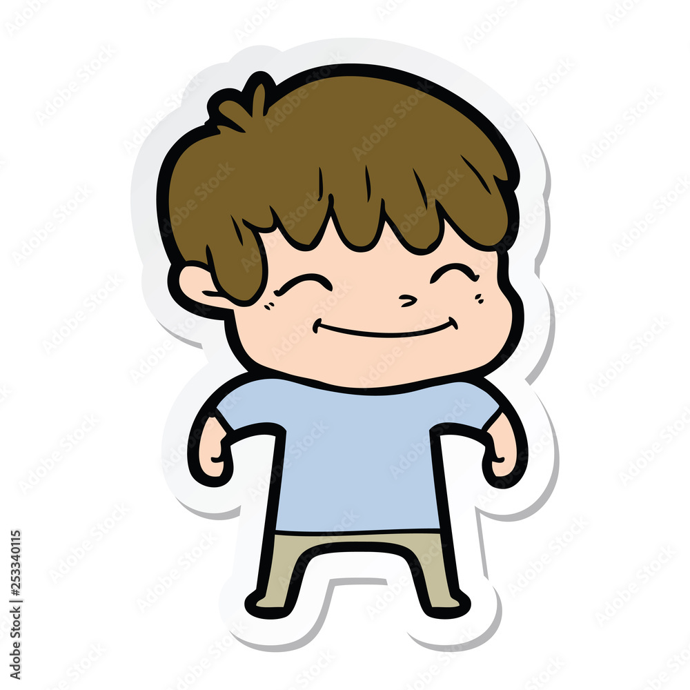 sticker of a happy cartoon boy sticker of a happy cartoon boy