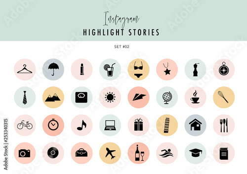 Instagram Highlights Stories Covers Icons collection. Fully editable,  scalable vector file Stock-Vektorgrafik | Adobe Stock