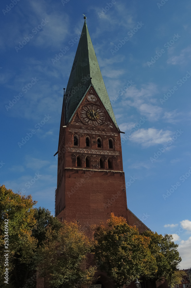 Tower of the St. Johannis Church in Lueneburg, Germany