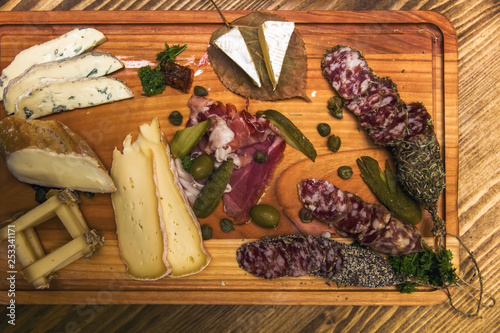 Cheese and sausages as an a...