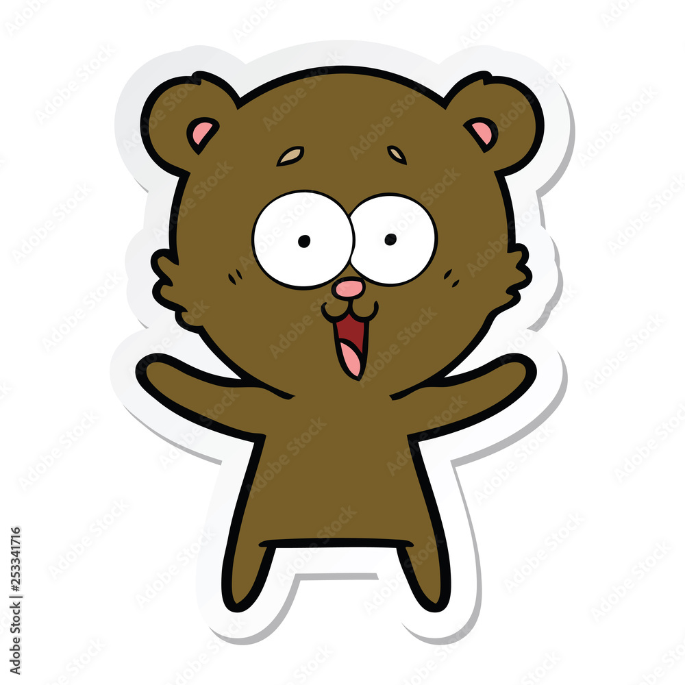 sticker of a laughing teddy bear cartoon sticker of a laughing teddy bear cartoon