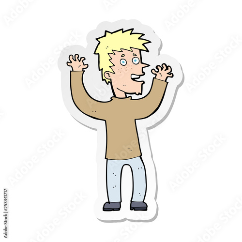 sticker of a cartoon excited man