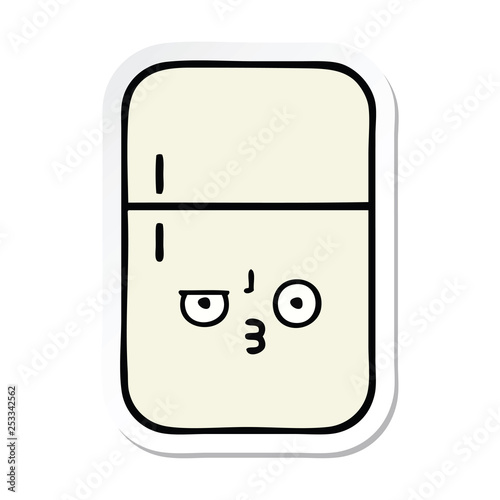 sticker of a cute cartoon fridge freezer
