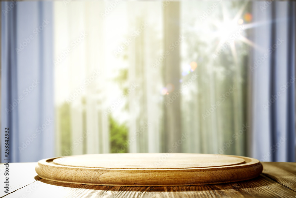 Desk of free space and blurred background of window and spring time. Desk of free space and blurred background of window and spring time.