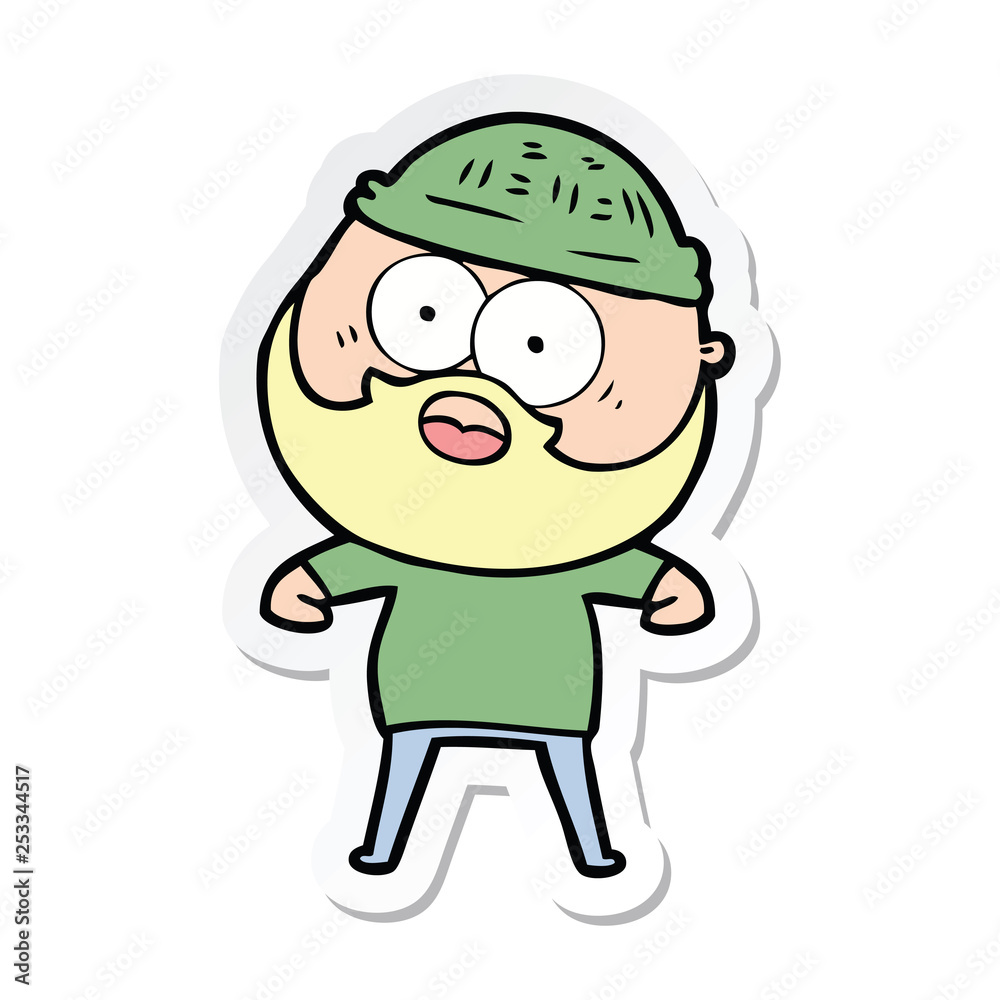 sticker of a cartoon surprised bearded man sticker of a cartoon surprised bearded man