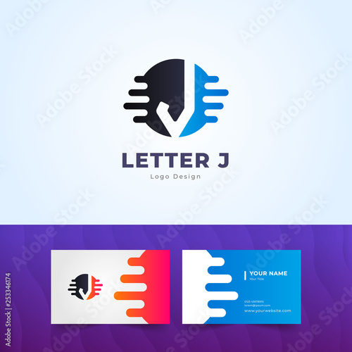 Modern Letter J Logo and Simple Business Card Design and Illustration for All Type of Business