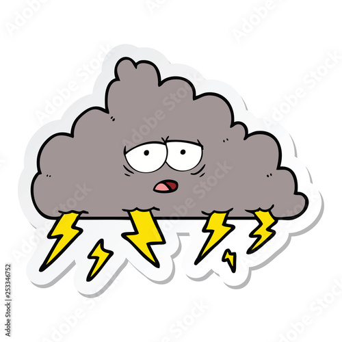 sticker of a cartoon storm cloud