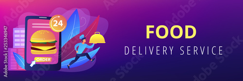 Food delivery service concept banner header.