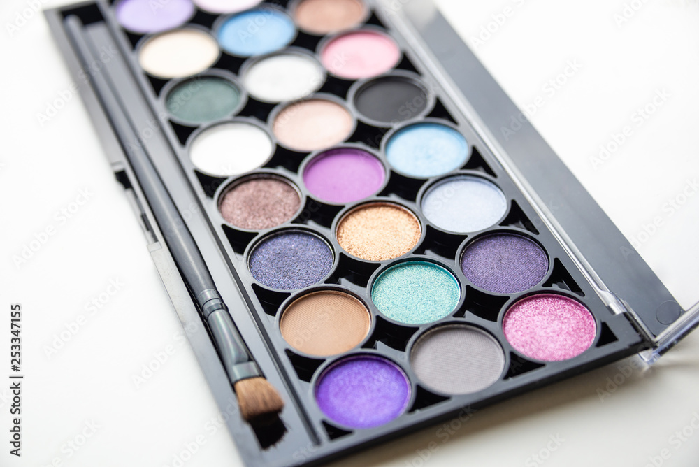 Palette of colorful shadows with brush Palette of colorful shadows with brush
