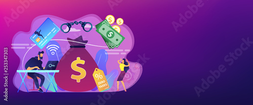 Financial crimes concept banner header.