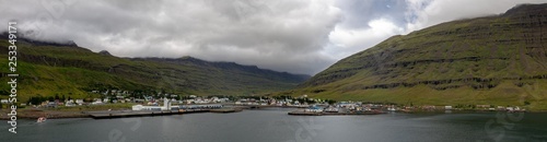 town port Seydisfjordur harbour to Iceland ferry visit in summer east side of the island from above  © Ji
