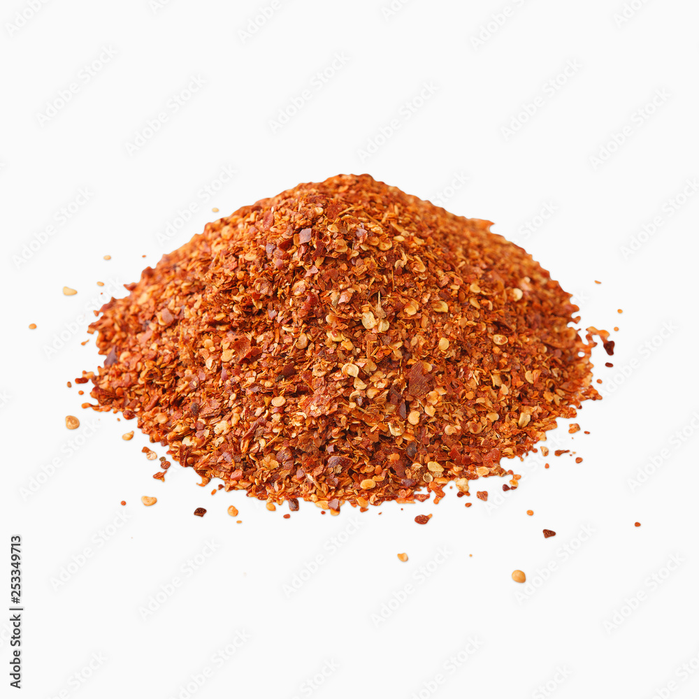 Crushed dry red hot chili pepper pile Crushed dry red hot chili pepper pile