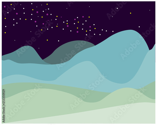 vector sky and mountain layer background © chintaparchu