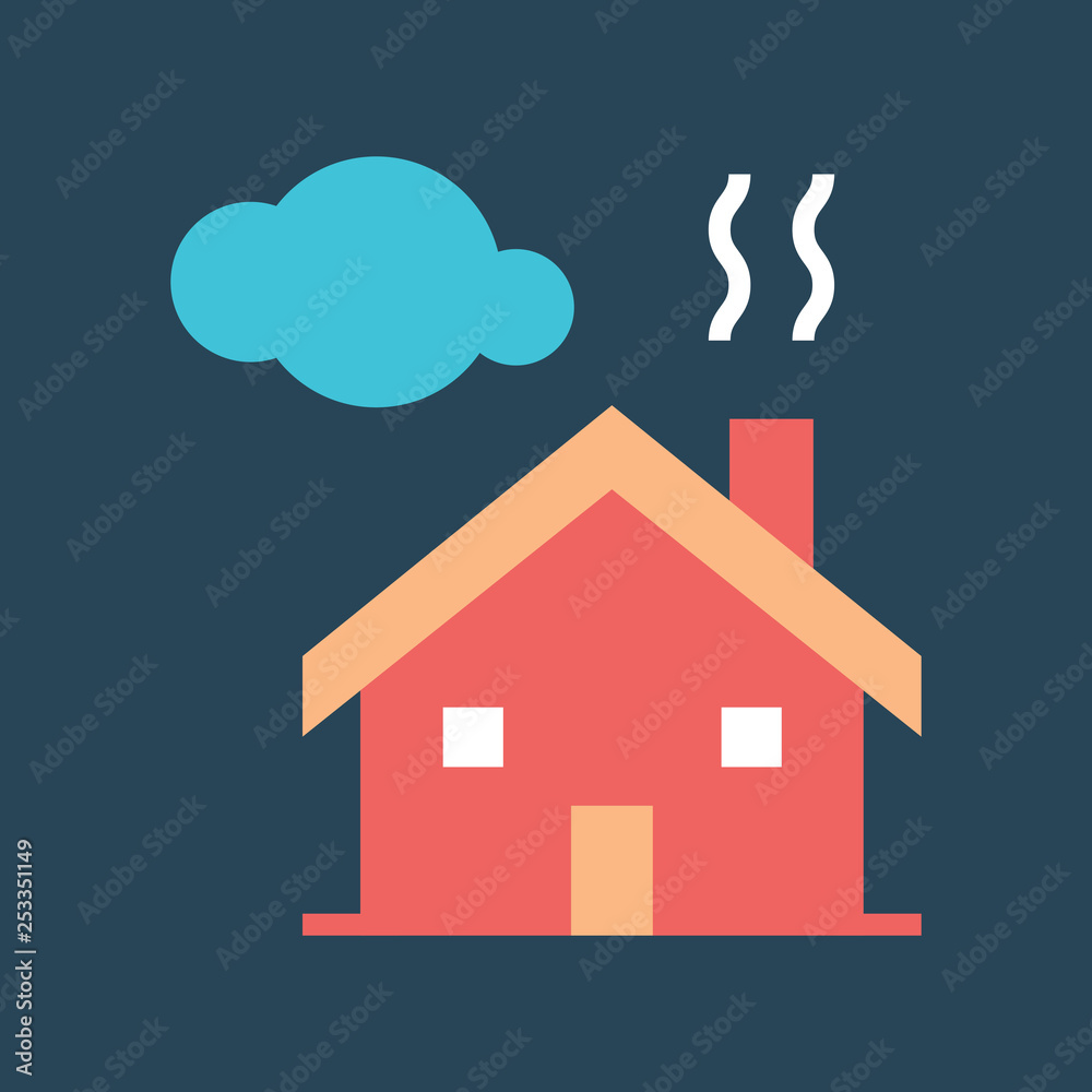 Silhouette icon house and cloud Silhouette icon house and cloud