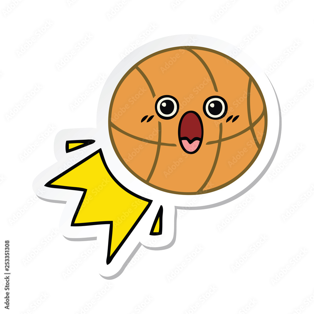 sticker of a cute cartoon basketball sticker of a cute cartoon basketball