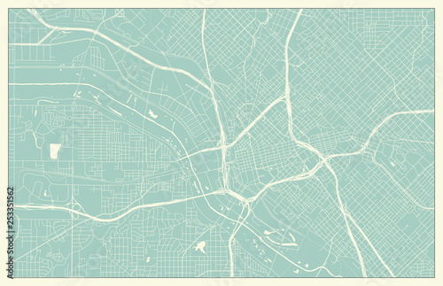 Dallas USA Map in Retro Style