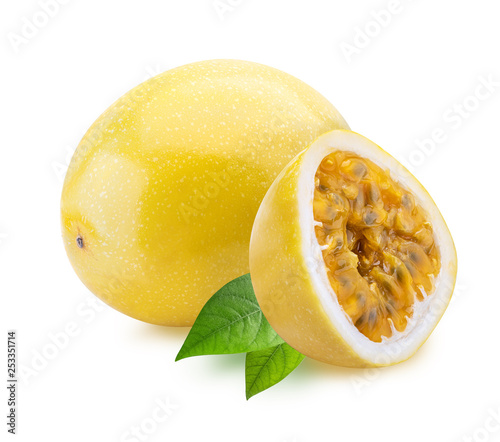 Yellow maracuya (passion fruit) isolated on white background