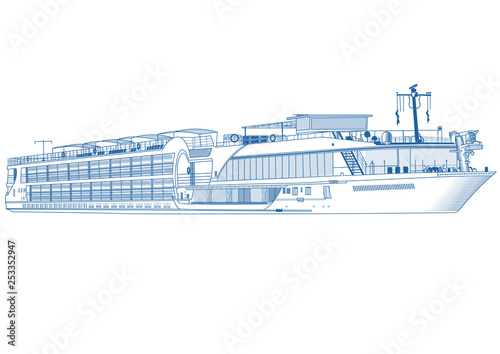 River ship line art photo