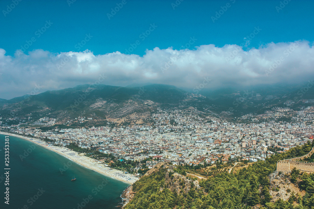 aerial view of alanya city in turkey with 