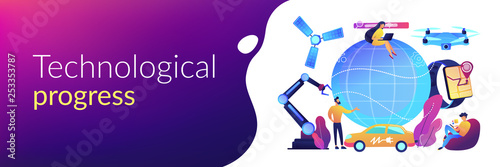 Technological revolution concept banner header.