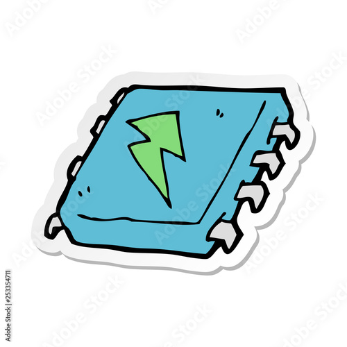 sticker of a cartoon computer chip