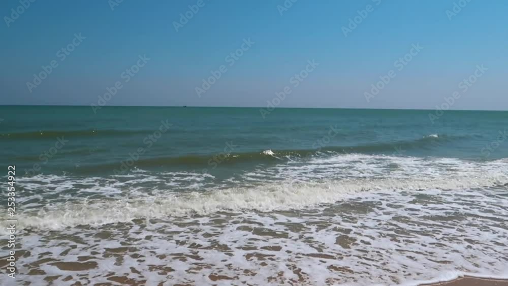 Breaking Waves On The Puek Tian Beach Thailand, Southeast Asia Panning Right Breaking Waves On The Puek Tian Beach Thailand, Southeast Asia Panning Right