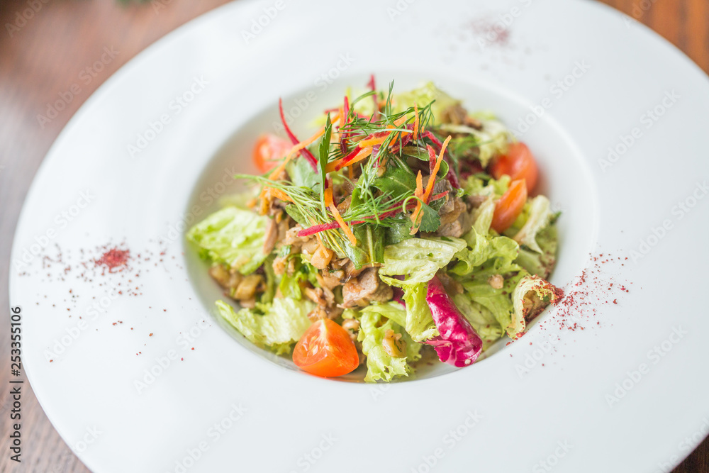 fresh vegetable salad with homemade oil