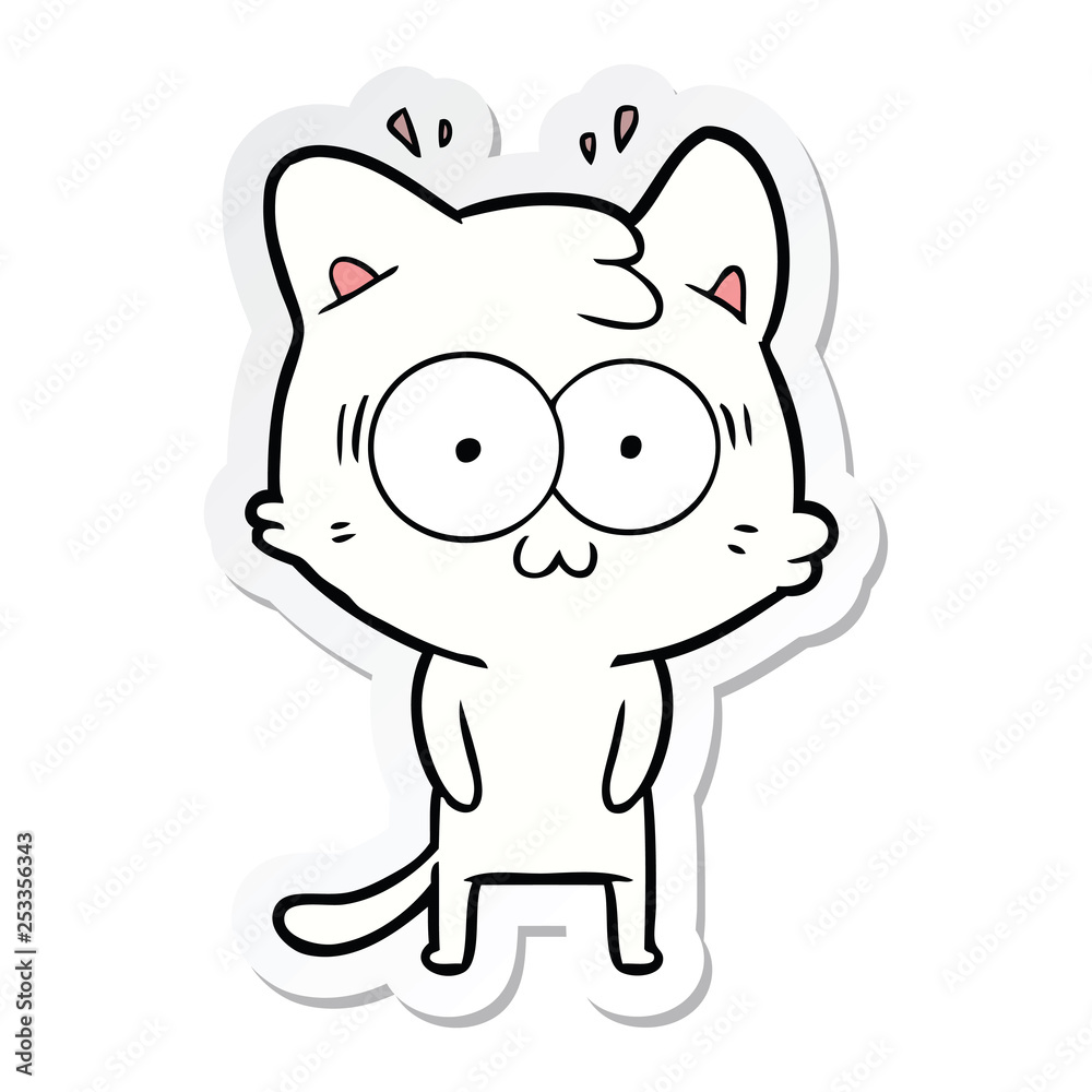 Fototapeta premium sticker of a cartoon surprised cat